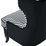 Wingback Chair Black And White Fabric Houndstooth Armchair Button Tufted Wooden Legs Beliani