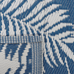 Outdoor Rug Mat Blue Synthetic 120 X 180 Cm Palm Leaf Floral Pattern Modern Balcony Patio Terrace Beliani