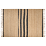 Area Rug Beige Jute 160 X 230 Cm Braided Handmade Striped Pattern Natural Boho Style Textile Beliani
