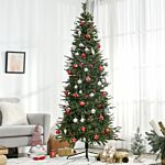 Homcom Pencil Artificial Christmas Tree With Realistic Branches, Red Berries, Auto Open, Green