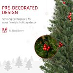 Homcom Pencil Artificial Christmas Tree With Realistic Branches, Red Berries, Auto Open, Green