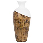 Tall Decorative Vase Light Wood And White Terracotta 44 Cm Table Floor Vase Beliani