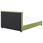 Eu Double Size Bed Green Fabric 6ft Upholstered Frame Buttoned Headrest With Storage Drawers Beliani