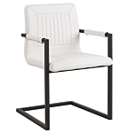 Set Of 2 Cantilever Dining Chairs Off-white Faux Leather Upholstered Chair Office Conference Room Beliani