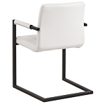 Set Of 2 Cantilever Dining Chairs Off-white Faux Leather Upholstered Chair Office Conference Room Beliani