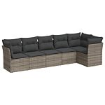 Vidaxl 6 Piece Garden Sofa Set With Cushions Grey Poly Rattan