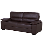 Sofa Brown 3 Seater Faux Leather Living Room Beliani