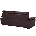 Sofa Brown 3 Seater Faux Leather Living Room Beliani