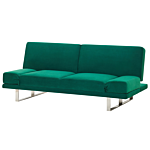 Sofa Bed Green Velvet Upholstery 3 Seater Click Clack Mechanism Adjustable Armrests Beliani