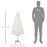 Homcom 5 Feet Prelit Artificial Christmas Tree With Fiber Optic Led Light, Holiday Home Xmas Decoration, White