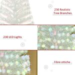 Homcom 5 Feet Prelit Artificial Christmas Tree With Fiber Optic Led Light, Holiday Home Xmas Decoration, White