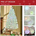 Homcom 5 Feet Prelit Artificial Christmas Tree With Fiber Optic Led Light, Holiday Home Xmas Decoration, White