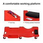 Durhand Mechanic Vehicle Creeper Under Car Repair Padded Headrest Rolling Moulded Workshop Garage Assistance W/tool Tray