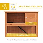 Pawhut 2 Tier Antiseptic Wood Rabbit Hutch With Run Outdoor 92cm Orange