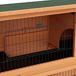 Pawhut 2 Tier Antiseptic Wood Rabbit Hutch With Run Outdoor 92cm Orange