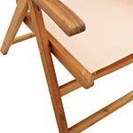 Vidaxl Reclining Garden Chairs 6 Pcs Beige Fabric And Solid Wood