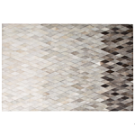 Rug White And Grey Leather 160 X 230 Cm Modern Patchwork Handcrafted Beliani