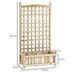 Outsunny Garden Planters With Trellis For Climbing Vines, Wood Raised Beds For Garden, Flower Pot, Indoor Outdoor, Natural