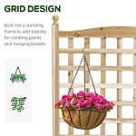 Outsunny Garden Planters With Trellis For Climbing Vines, Wood Raised Beds For Garden, Flower Pot, Indoor Outdoor, Natural