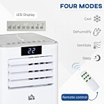 Homcom 7000 Btu Mobile Air Conditioner Portable Ac Unit For Cooling Dehumidifying Ventilating With Remote Controller, Led Display, Timer, White