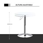 Homcom Bar Table Φ60cm Adjustable Height Round Bistro Table W/ Swivel Top Metal Frame Counter Surface Stylish Kitchen Conservatory White