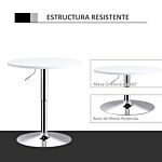 Homcom Bar Table Φ60cm Adjustable Height Round Bistro Table W/ Swivel Top Metal Frame Counter Surface Stylish Kitchen Conservatory White