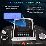 Homcom Folding Treadmill Machine Electric Motorised Running Machine 12 Preset Programs W/ Led Display, Drink Holder & Phone Holder For Home Black