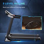 Homcom Folding Treadmill Machine Electric Motorised Running Machine 12 Preset Programs W/ Led Display, Drink Holder & Phone Holder For Home Black