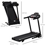 Homcom Folding Treadmill Machine Electric Motorised Running Machine 12 Preset Programs W/ Led Display, Drink Holder & Phone Holder For Home Black