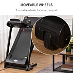 Homcom Folding Treadmill Machine Electric Motorised Running Machine 12 Preset Programs W/ Led Display, Drink Holder & Phone Holder For Home Black