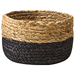 Set Of 3 Storage Boxes Natural Black Jute 13/15/25 Cm Height Laundry Baskets Bin Accessory Decoration Boho Beliani