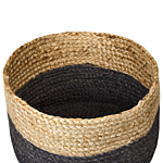 Set Of 3 Storage Boxes Natural Black Jute 13/15/25 Cm Height Laundry Baskets Bin Accessory Decoration Boho Beliani