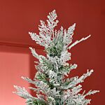 Homcom Pencil Snow Flocked Artificial Christmas Tree With Realistic Cypress Branches, Auto Open, Green