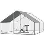 Pawhut Walk In Chicken Run With Chicken Activity Shelf And Cover, 3 X 4 X 2m