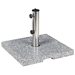 Parasol Base Grey Granite Stainless Steel 45 X 45 Cm 25 Kg Square Outdoor Umbrella Stand Beliani