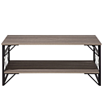 Coffee Table Taupe Wood Top Black Metal Frame Shelf 120 X 60 Cm Industrial Style Particle Board Top Living Room Beliani