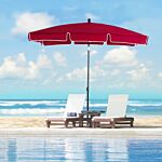 Outsunny Red Rectangular Garden Parasol Aluminium Sun Umbrella Patio Garden Tilt 2m X 1.25m