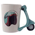 Fun Scooter Shaped Handle Ceramic Mug