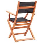 Vidaxl Folding Garden Chairs 6 Pcs Black Solid Eucalyptus Wood&textilene