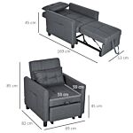 Homcom Folding Sofa Bed, Pull Out Single Sleeper, 3 In 1 Convertible Chair Bed W/ Adjustable Backrest, Pillow, Side Pocket For Living Room, Grey