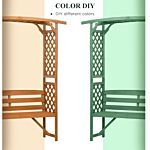 Outsunny Patio Garden Bench, Natural Wooden Garden Arbour With Seat For Vines/climbing Plants, Natural