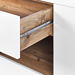 Sideboard And Desk White With Light Wood Mdf Paper Veneer 2 In 1 With Drawers Shelf Cabinets Storage Beliani