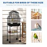 Pawhut Metal Bird Cage With Plastic Swing Perch Food Container Tray Handle For Finch Canary Budgie 50.5 X 40 X 63cm Black