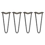 4 X 12" Hairpin Legs - 2 Prong - 12mm - Raw Steel