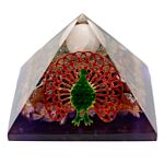 Large Organite Pyramid 8cm - Peacock