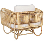 Armchair Beige Natural Rattan Chair With Cotton Cushions Wicker Boho Design Beliani