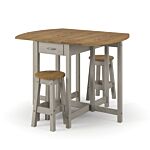 Corona Grey Oval Breakfast Drop Leaf Gateleg Table & 2 Stool Set