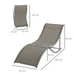 Outsunny Set Of 2 S-shaped Foldable Lounge Chair Sun Lounger Reclining Outdoor Chair For Patio Beach Garden Light Grey