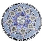 Outsunny Outdoor Mosaic Round Garden Table, Patio Bistro Coffee Side Table With 60cm Ceramic Top For Garden, Blue And White