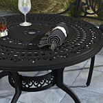 Outsunny Cast Aluminium 4 Seater Outdoor Dining Set With Cushions Parasol Hole Black